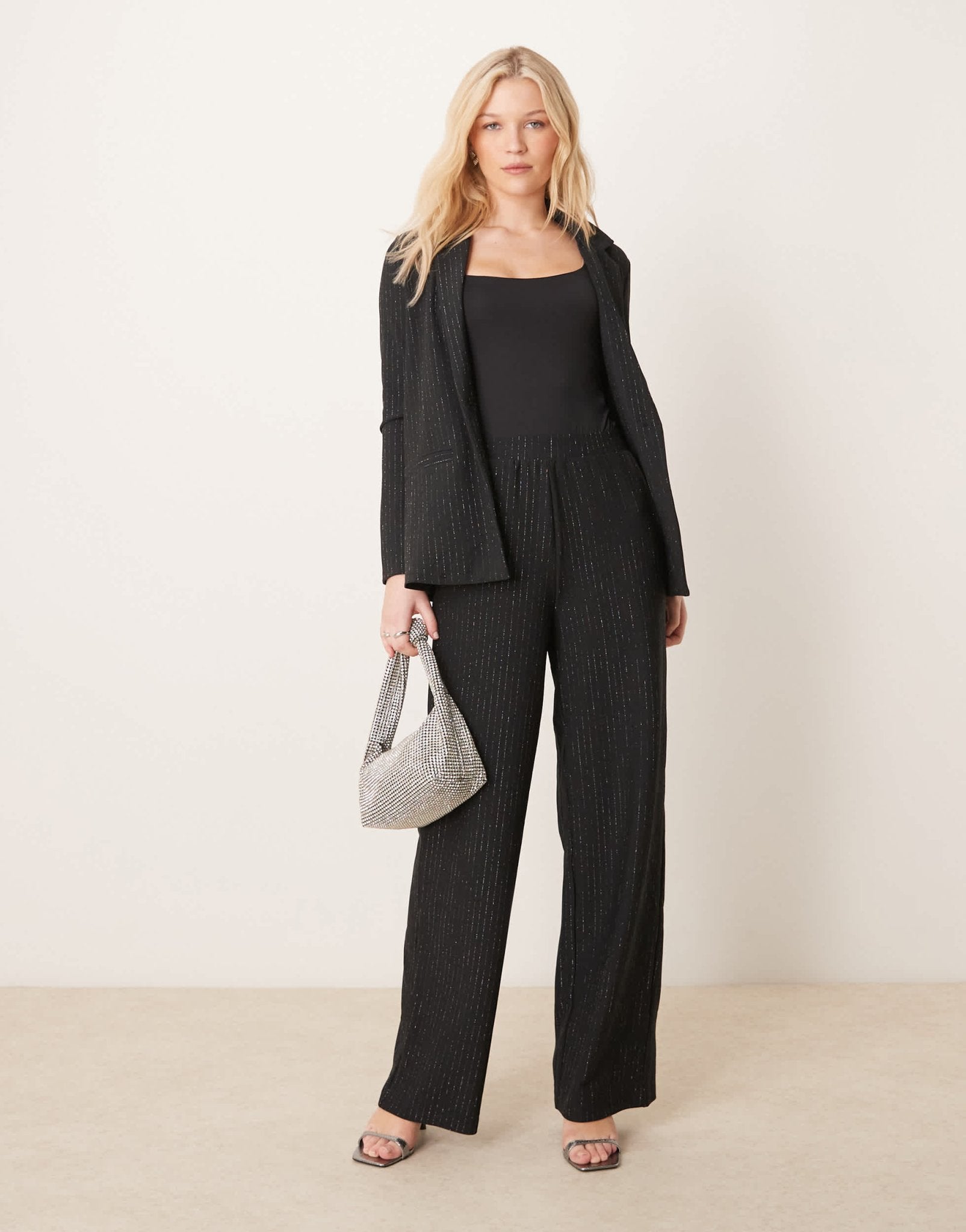 JDY wide leg trousers co - ord in black - ASOS Sample Sale