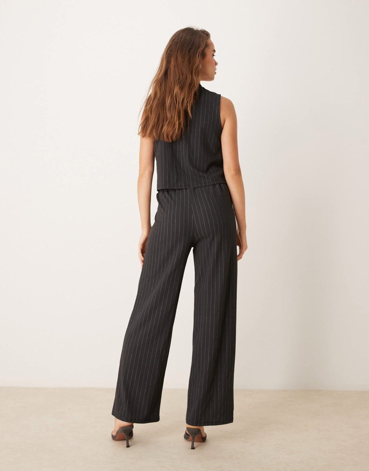 JDY wide leg trousers co - ord in dark grey pinstripes - ASOS Sample Sale