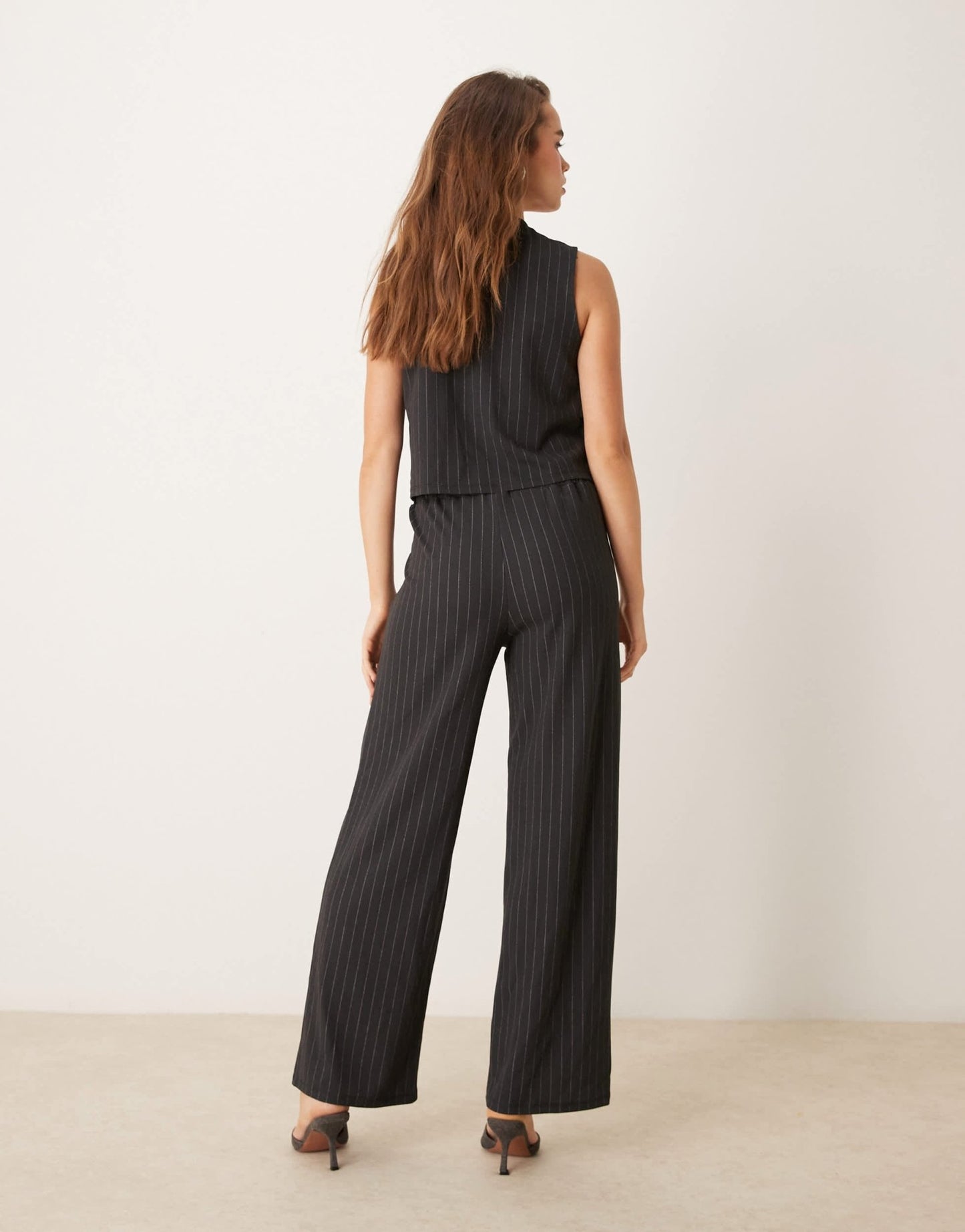 JDY wide leg trousers co - ord in dark grey pinstripes - ASOS Sample Sale