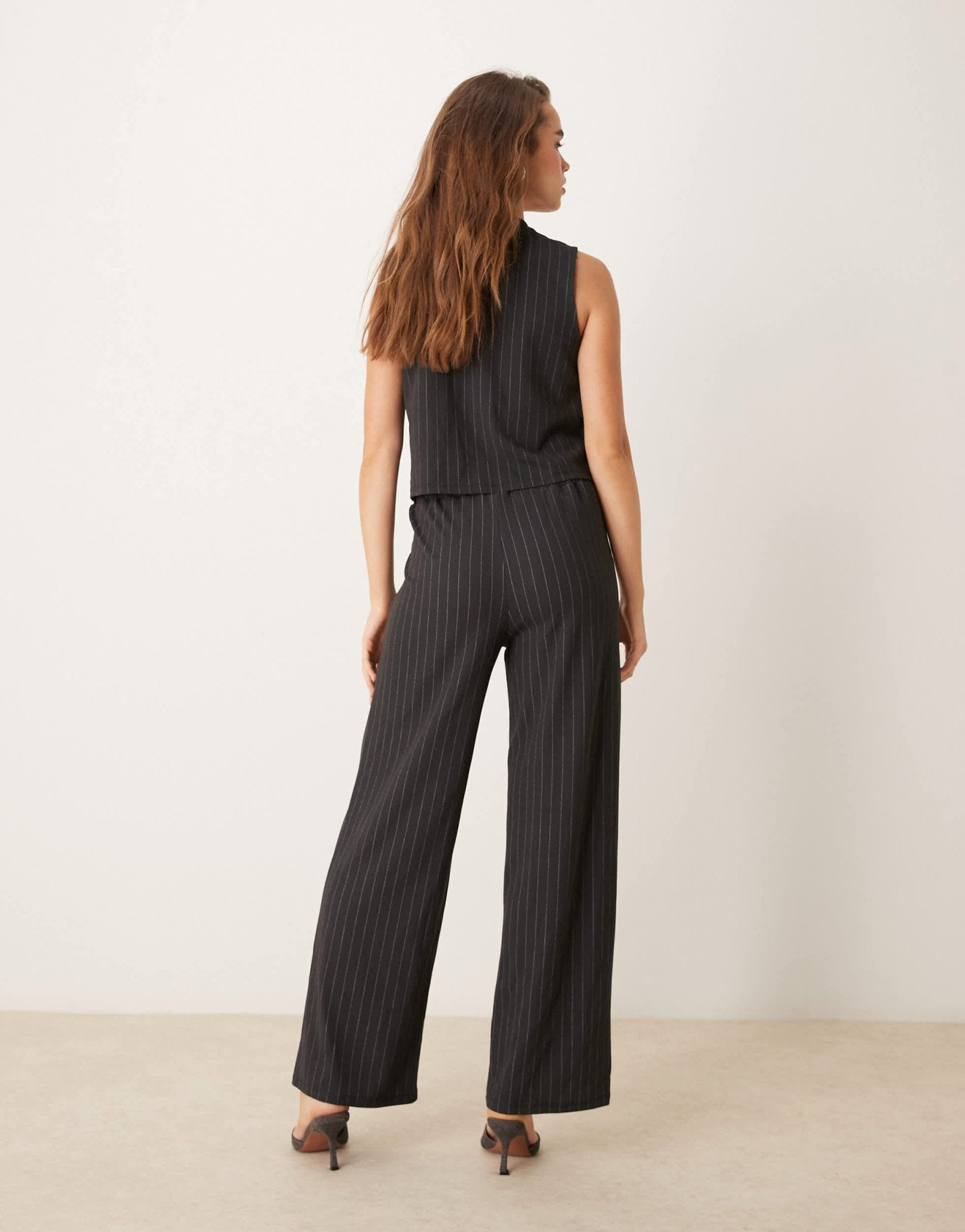 JDY wide leg trousers co - ord in dark grey pinstripes - ASOS Sample Sale