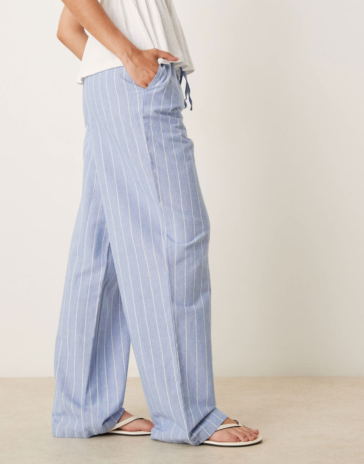 JDY wide leg trousers in light blue stripes - ASOS Sample Sale