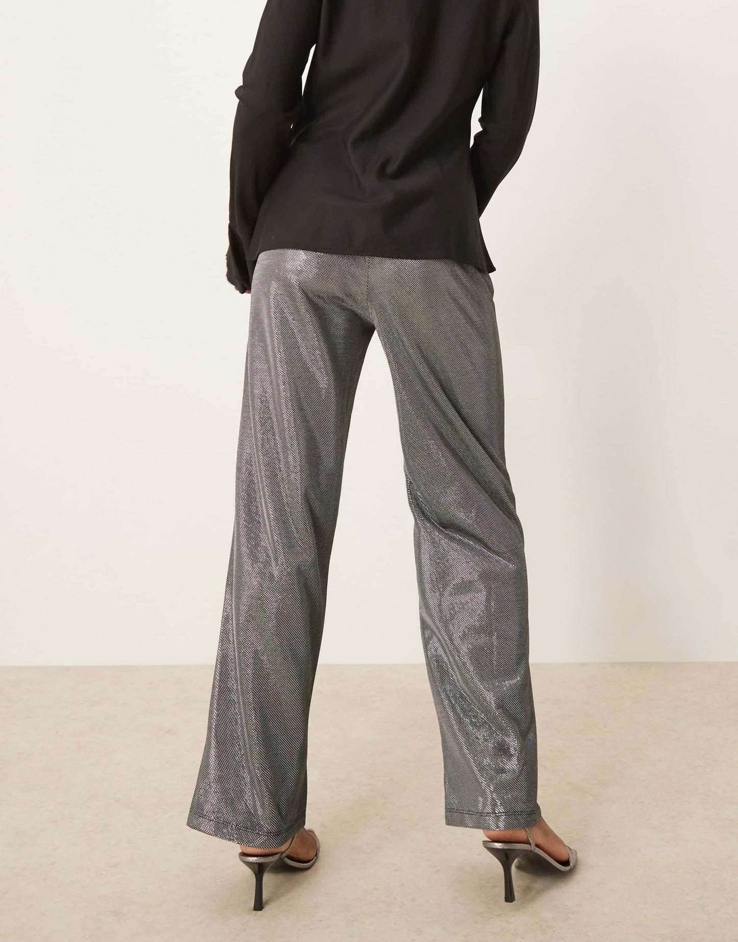 JDY wide leg trousers in metallic silver - ASOS Sample Sale