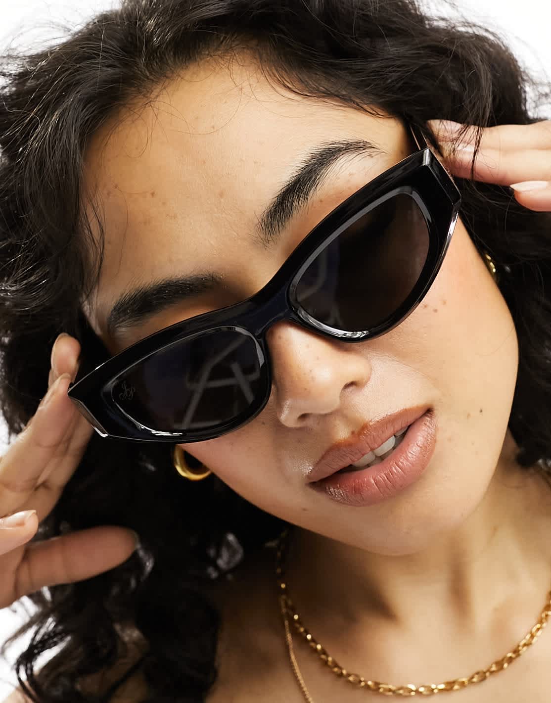 Jeepers Peepers slim cat eye sunglasses in black - ASOS Sample Sale