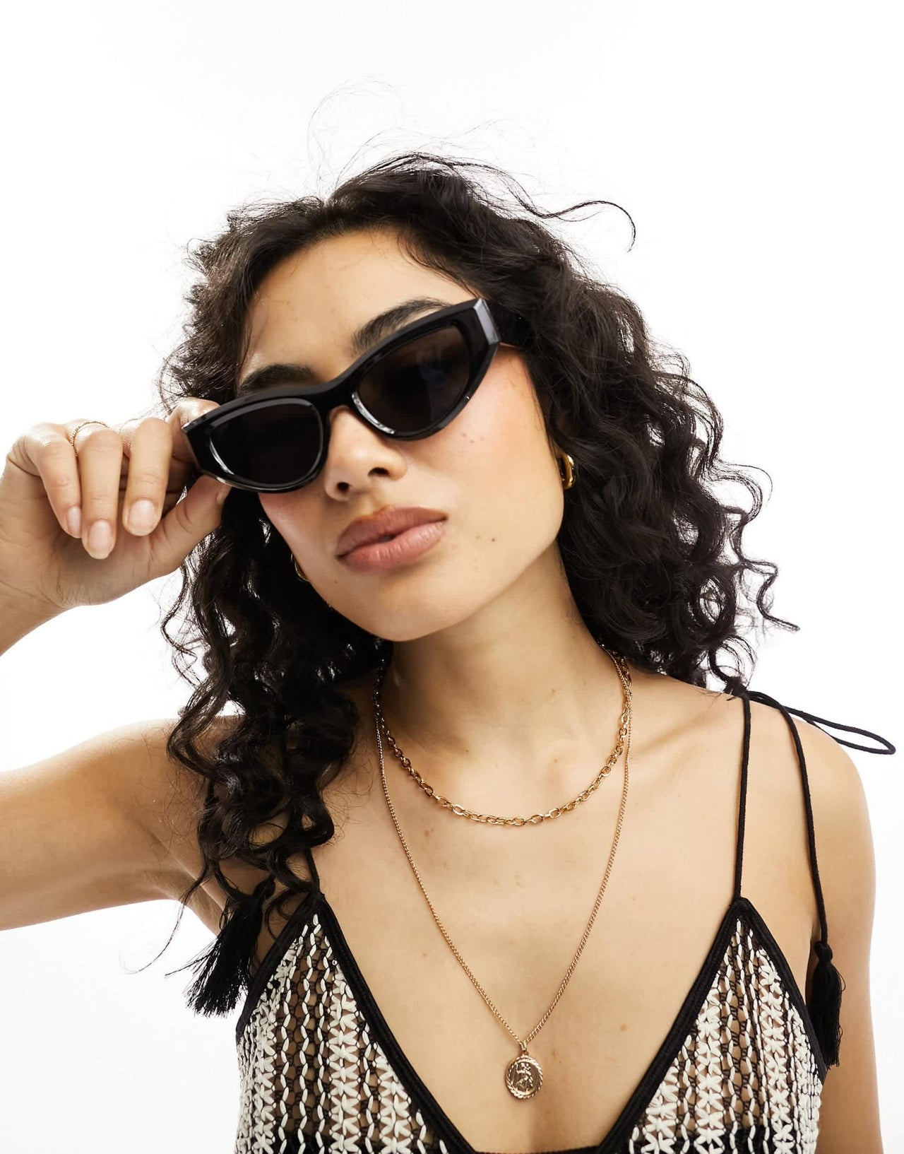 Jeepers Peepers slim cat eye sunglasses in black - ASOS Sample Sale