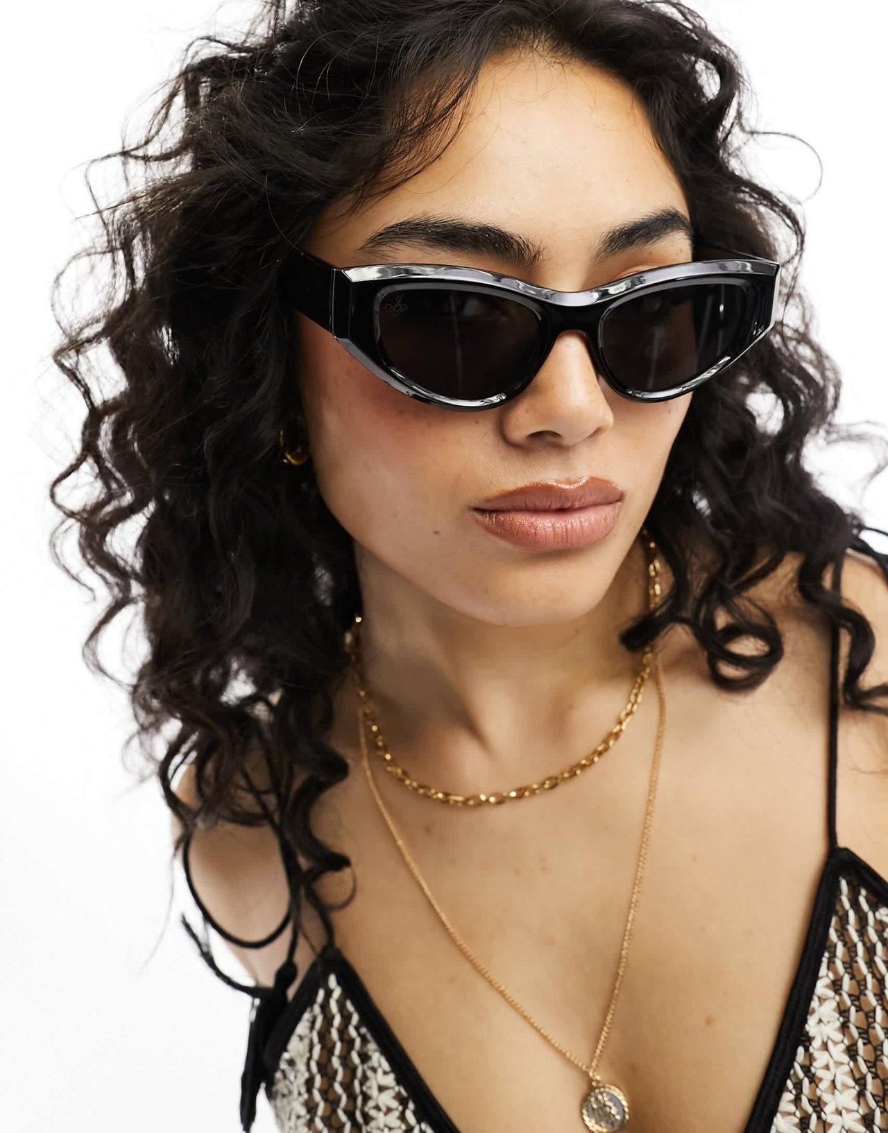 Jeepers Peepers slim cat eye sunglasses in black - ASOS Sample Sale