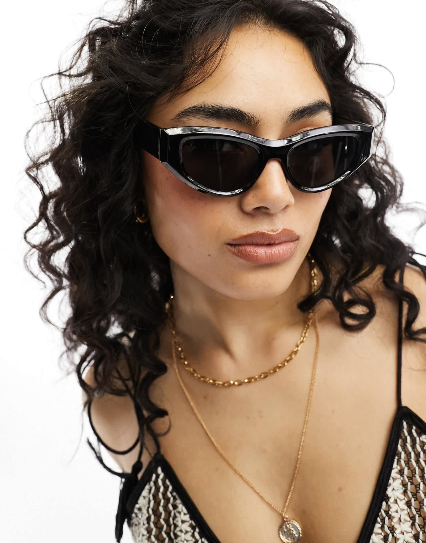 Jeepers Peepers slim cat eye sunglasses in black - ASOS Sample Sale