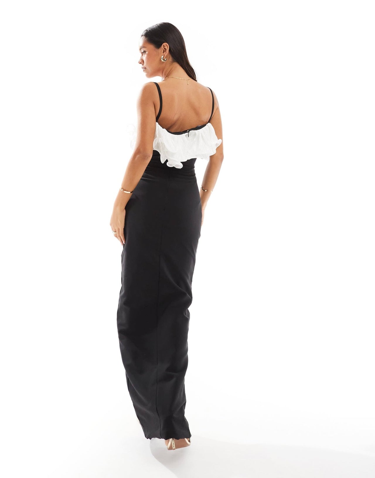 Jewel Jemila Diana cami maxi dress with contrast ruffle in mono - ASOS Sample Sale