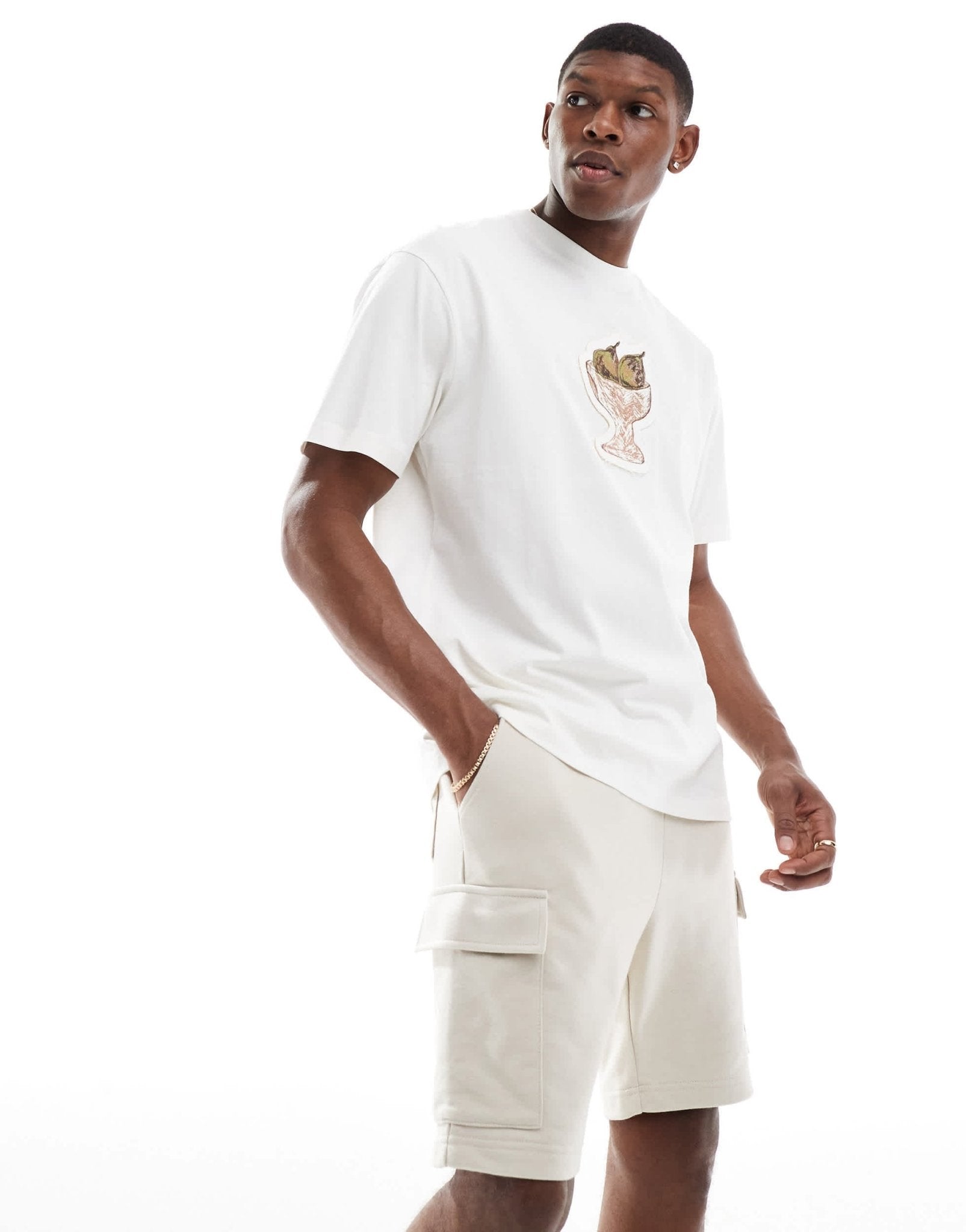 JJ Rebel cargo jersey short in beige - ASOS Sample Sale