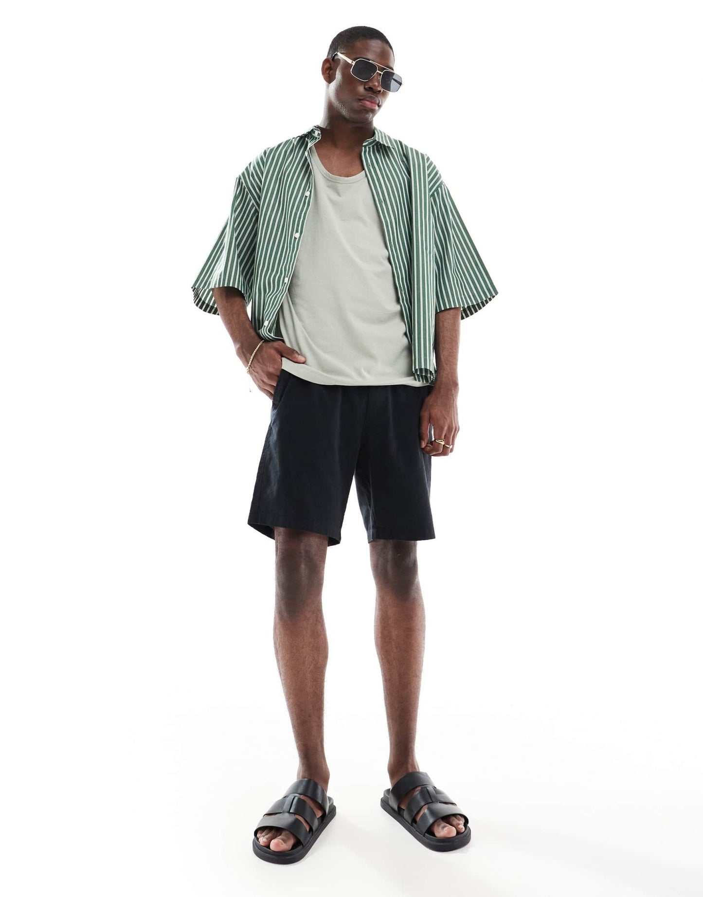 JJ Rebel linen short in black - ASOS Sample Sale