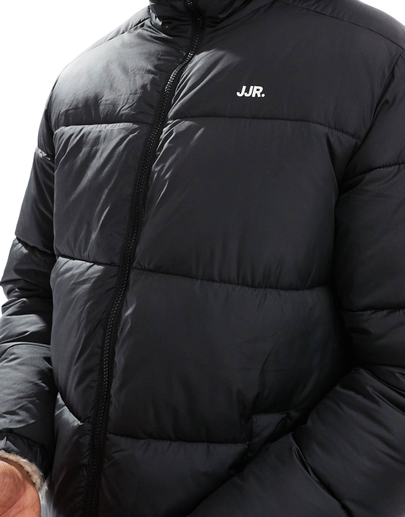 JJ Rebel long puffer jacket in black - ASOS Sample Sale