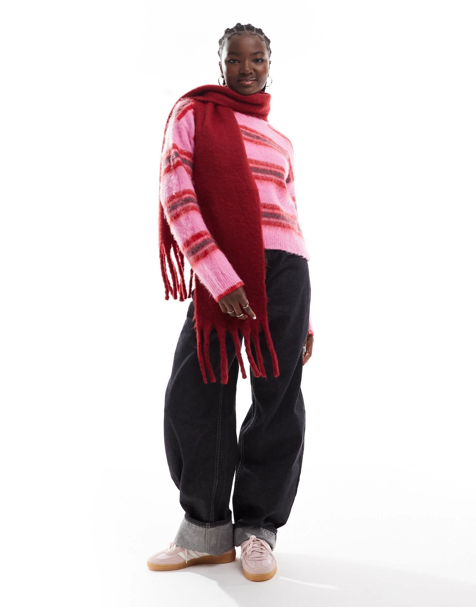 JJXX crew neck jumper in pink red stripe - ASOS Sample Sale