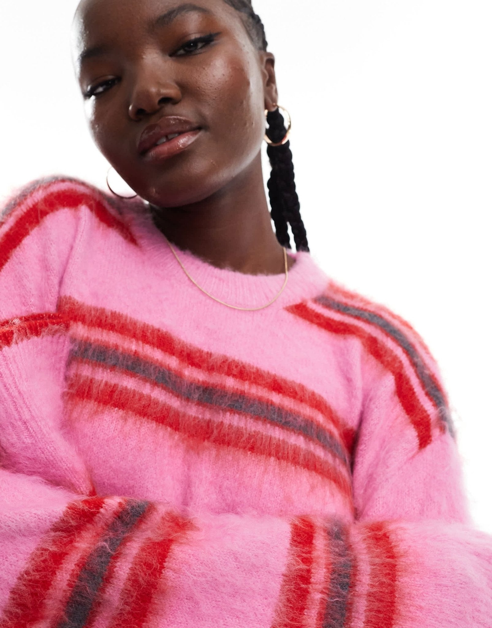 JJXX crew neck jumper in pink red stripe - ASOS Sample Sale