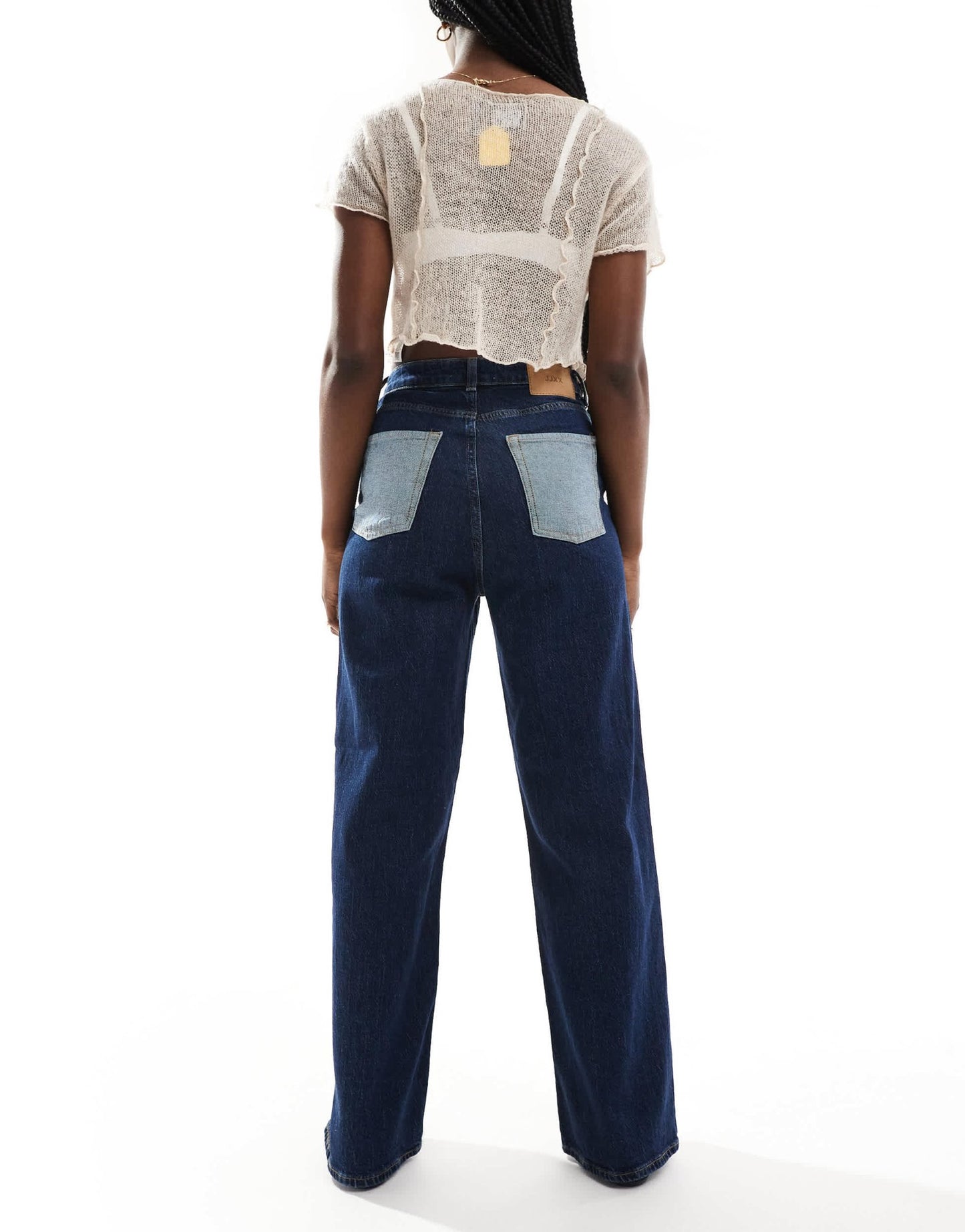 JJXX Tokyo wide fit jean in dark blue with contrast pockets - ASOS Sample Sale