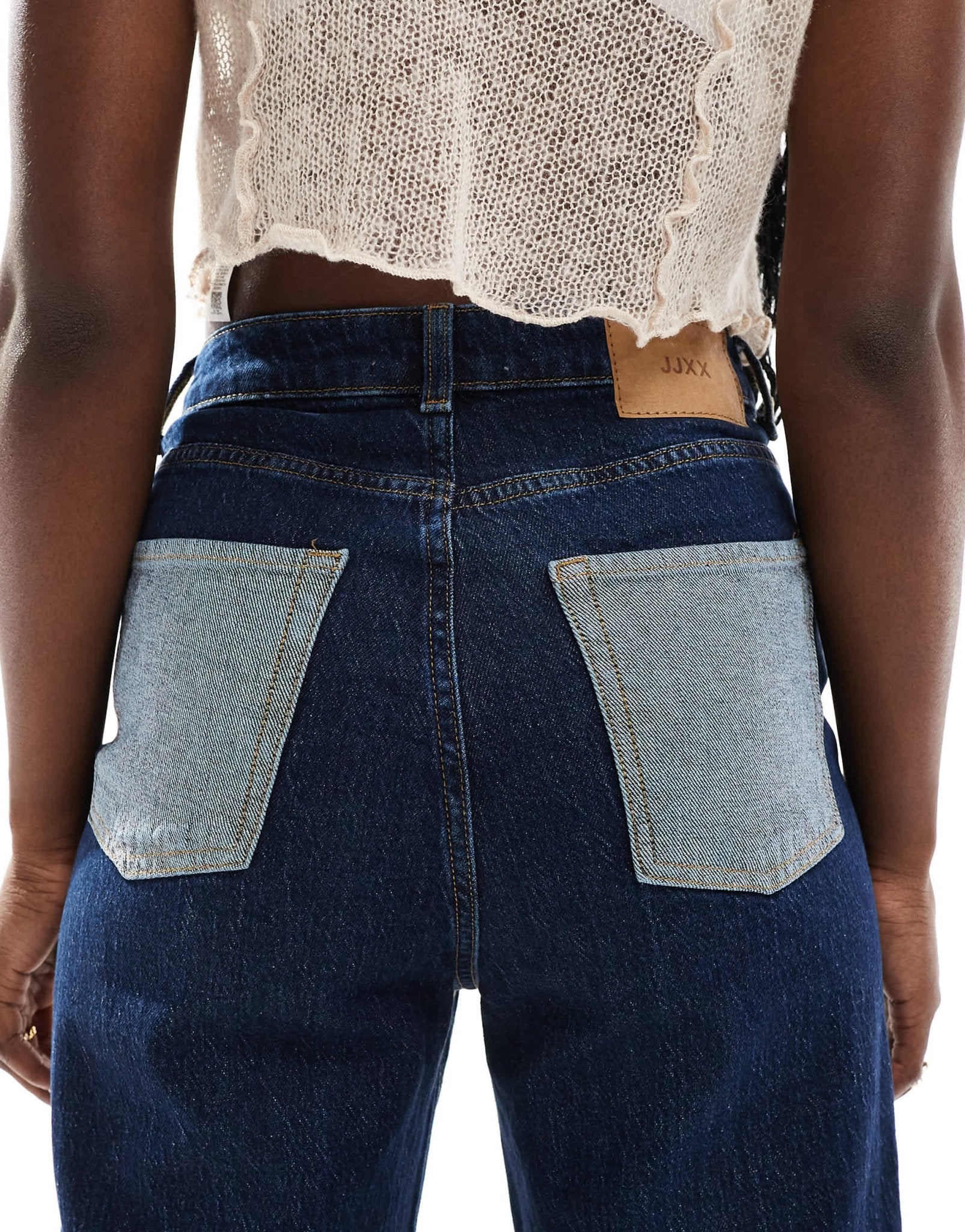 JJXX Tokyo wide fit jean in dark blue with contrast pockets - ASOS Sample Sale