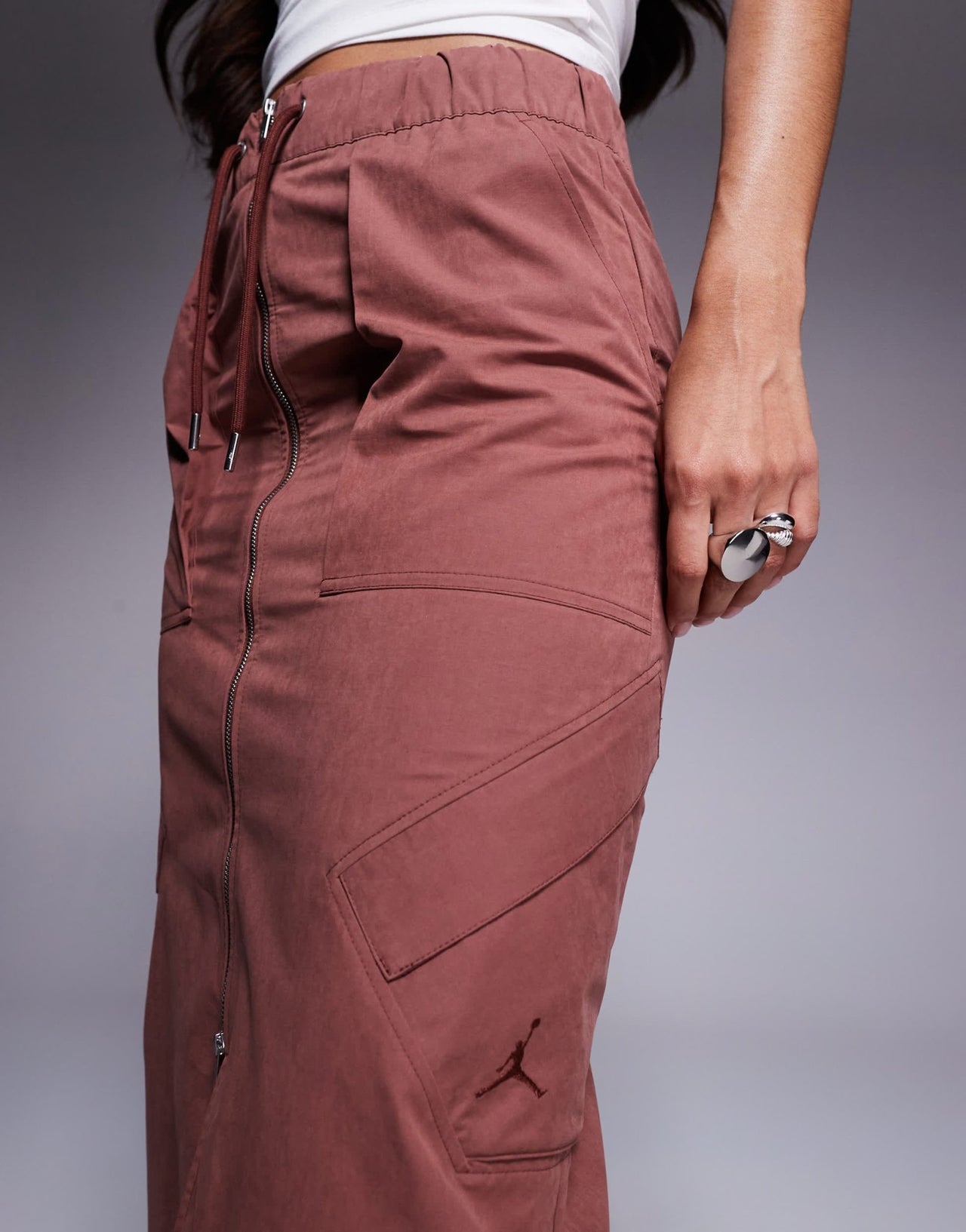 Jordan Flight Chicago maxi skirt in burgundy - ASOS Sample Sale