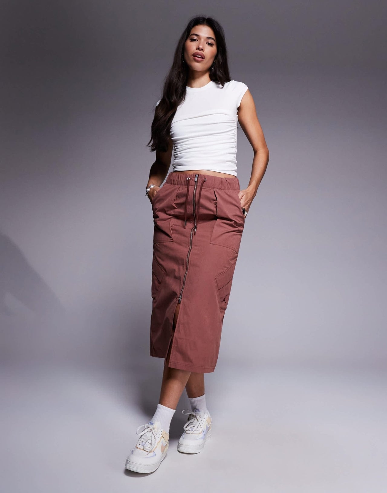 Jordan Flight Chicago maxi skirt in burgundy - ASOS Sample Sale