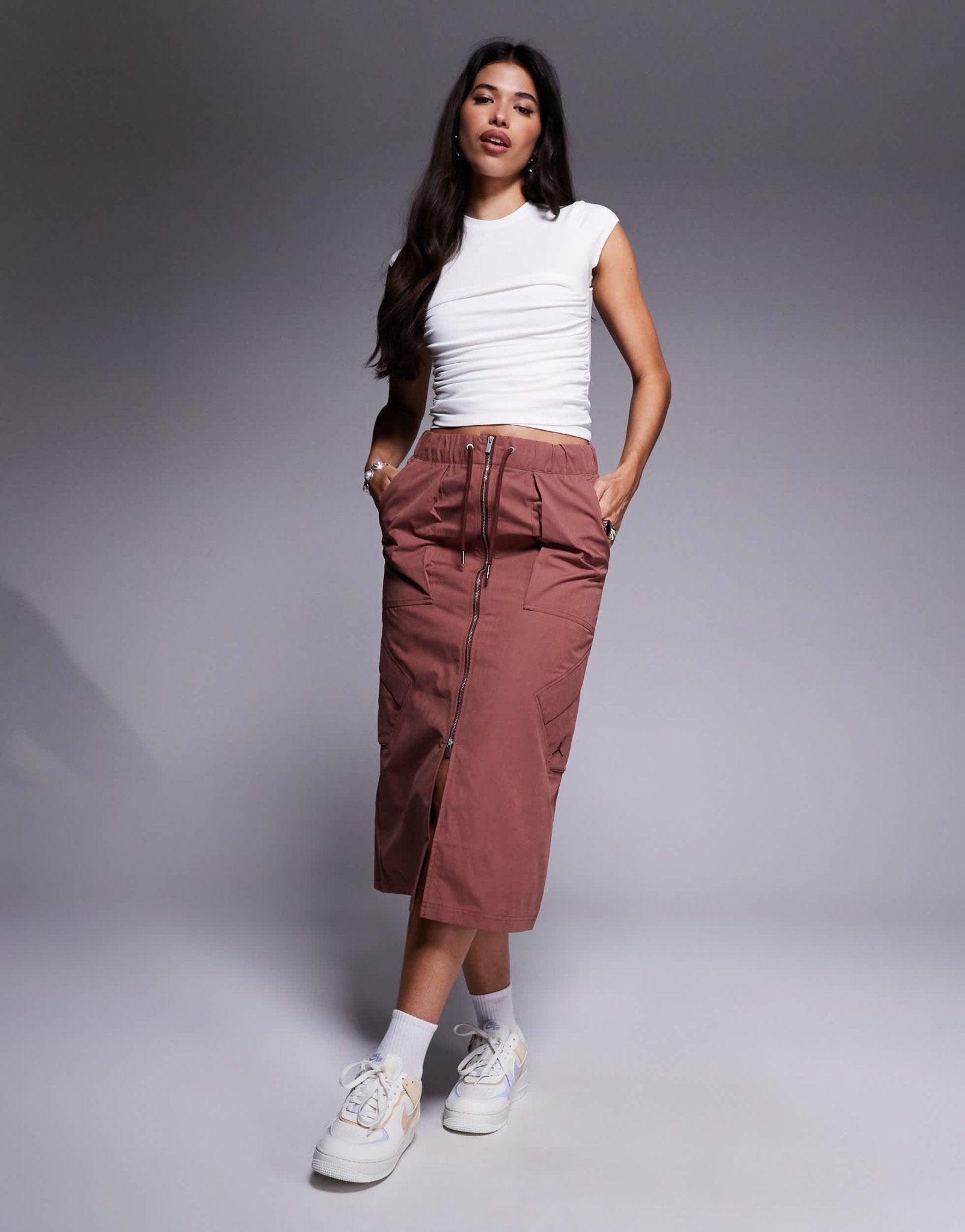 Jordan Flight Chicago maxi skirt in burgundy - ASOS Sample Sale