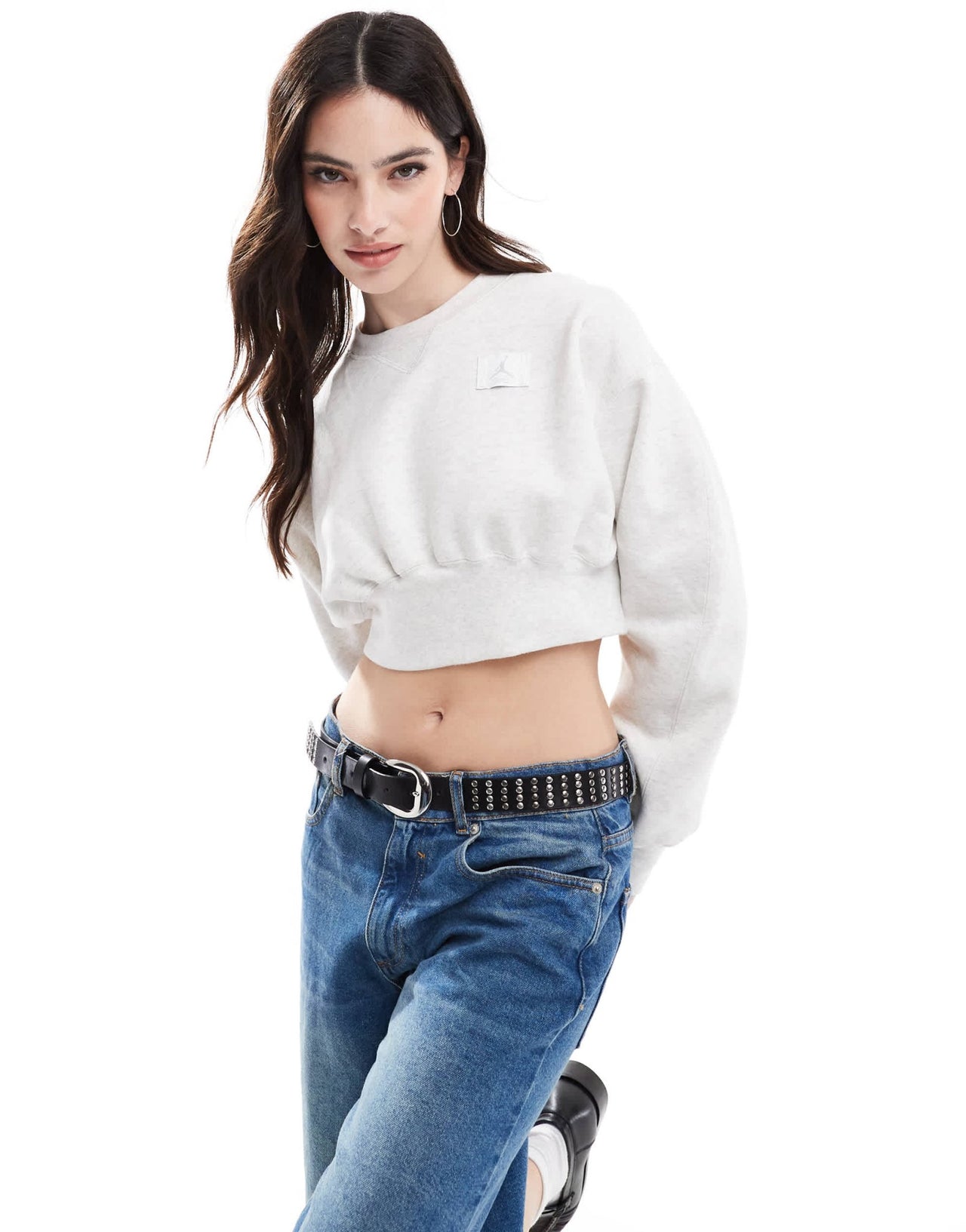 Jordan Flight Fleece cropped sweatshirt in grey - ASOS Sample Sale