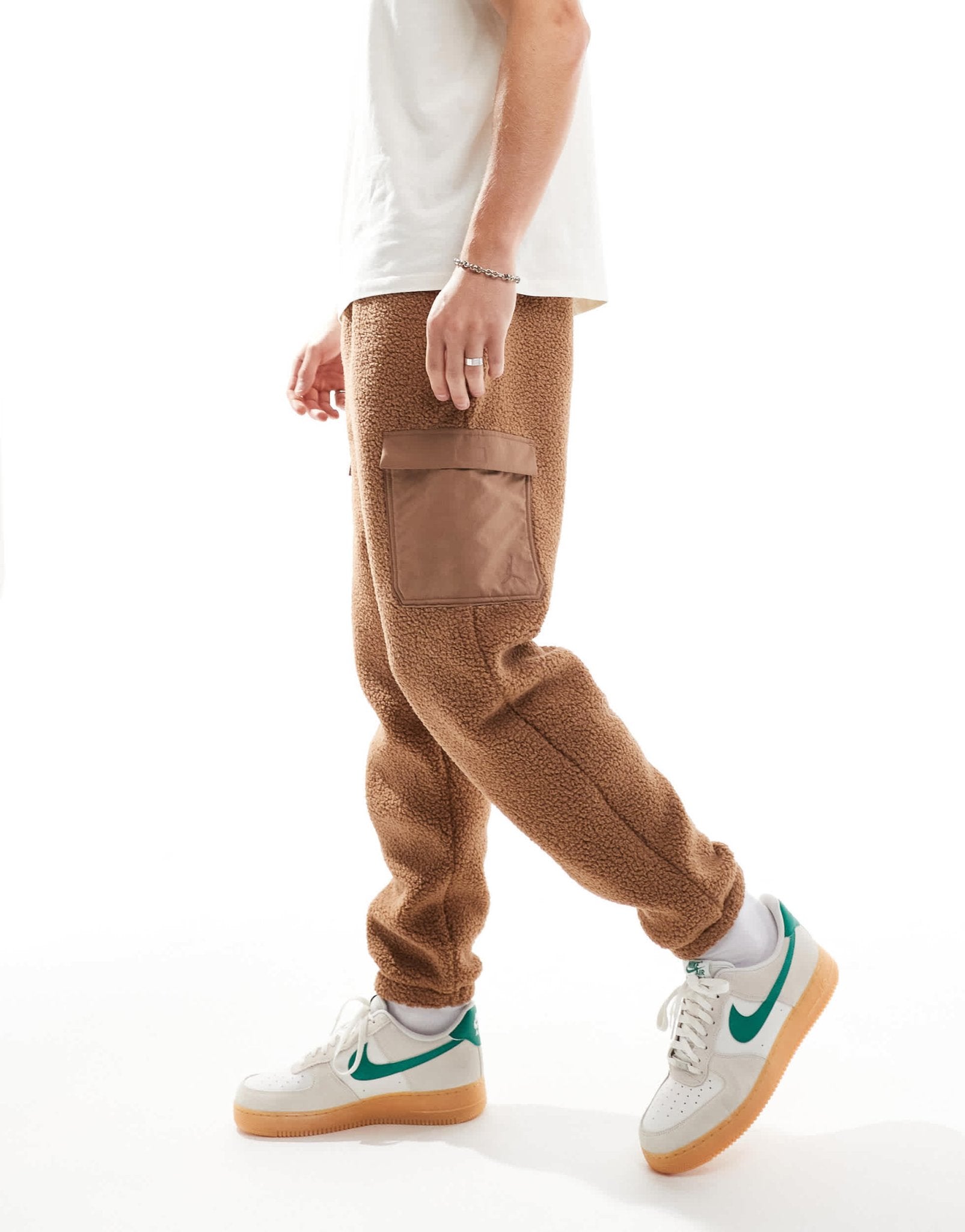 Jordan Flight sherpa trousers in brown - ASOS Sample Sale