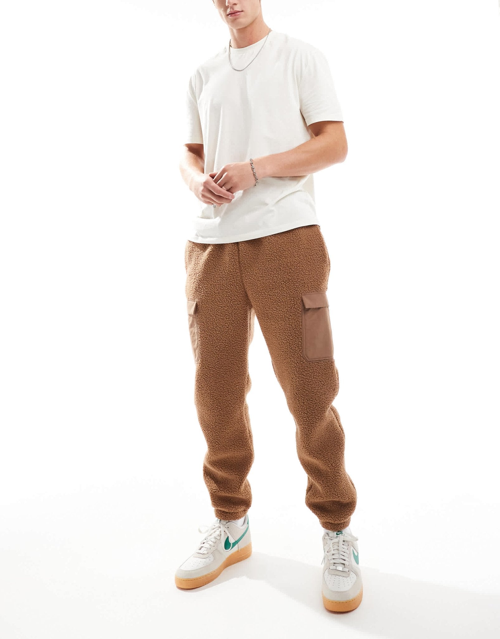 Jordan Flight sherpa trousers in brown - ASOS Sample Sale