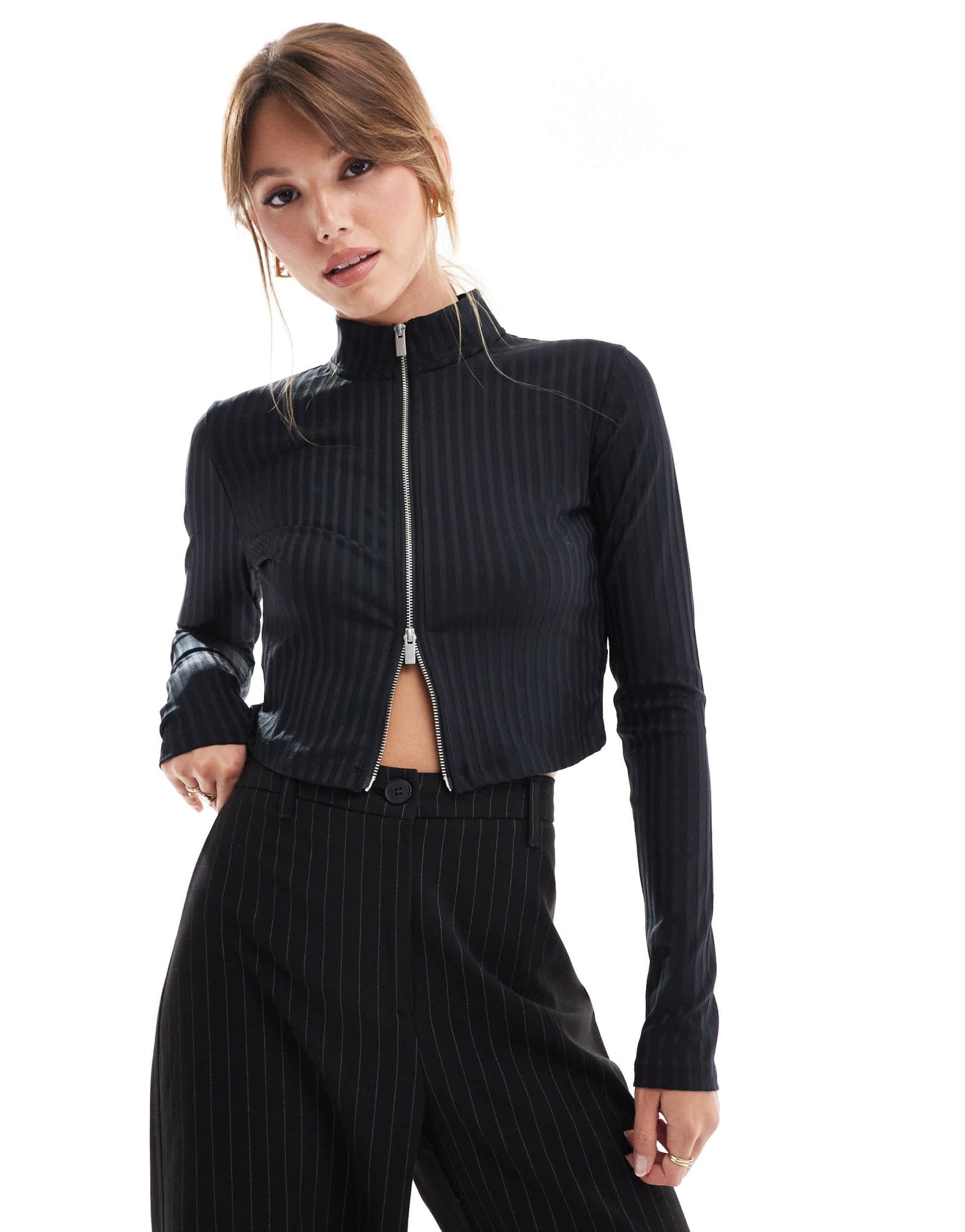 Jordan Life zip through long sleeve top in black - ASOS Sample Sale