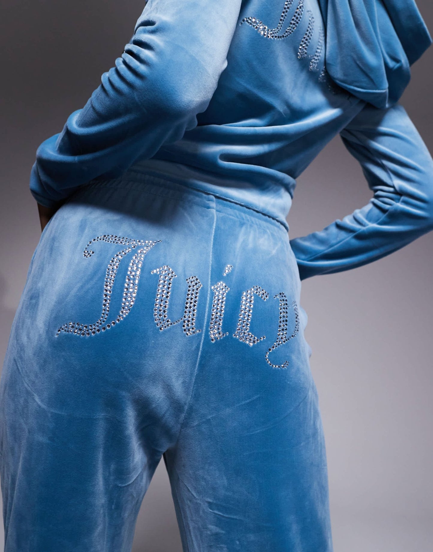 Juicy Couture diamante logo velour joggers co-ord in blue - ASOS Sample Sale