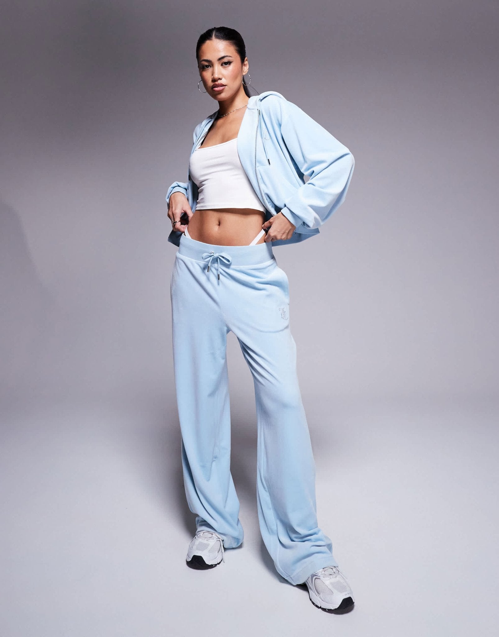 Juicy Couture relaxed fit velour zip through hoodie in dusty blue exclusive to asos - ASOS Sample Sale