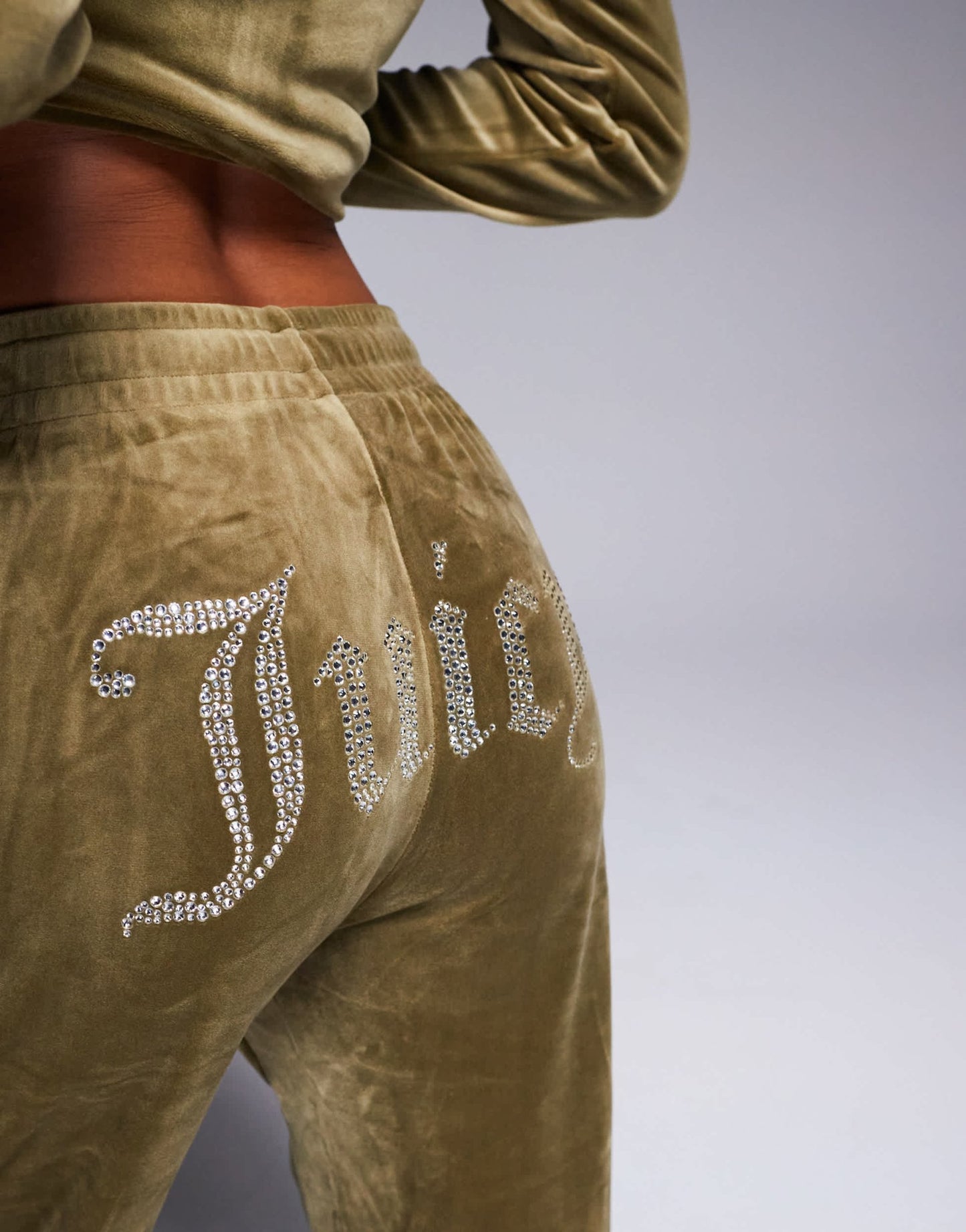 Juicy Couture velour straight leg joggers co-ord in dark olive - ASOS Sample Sale