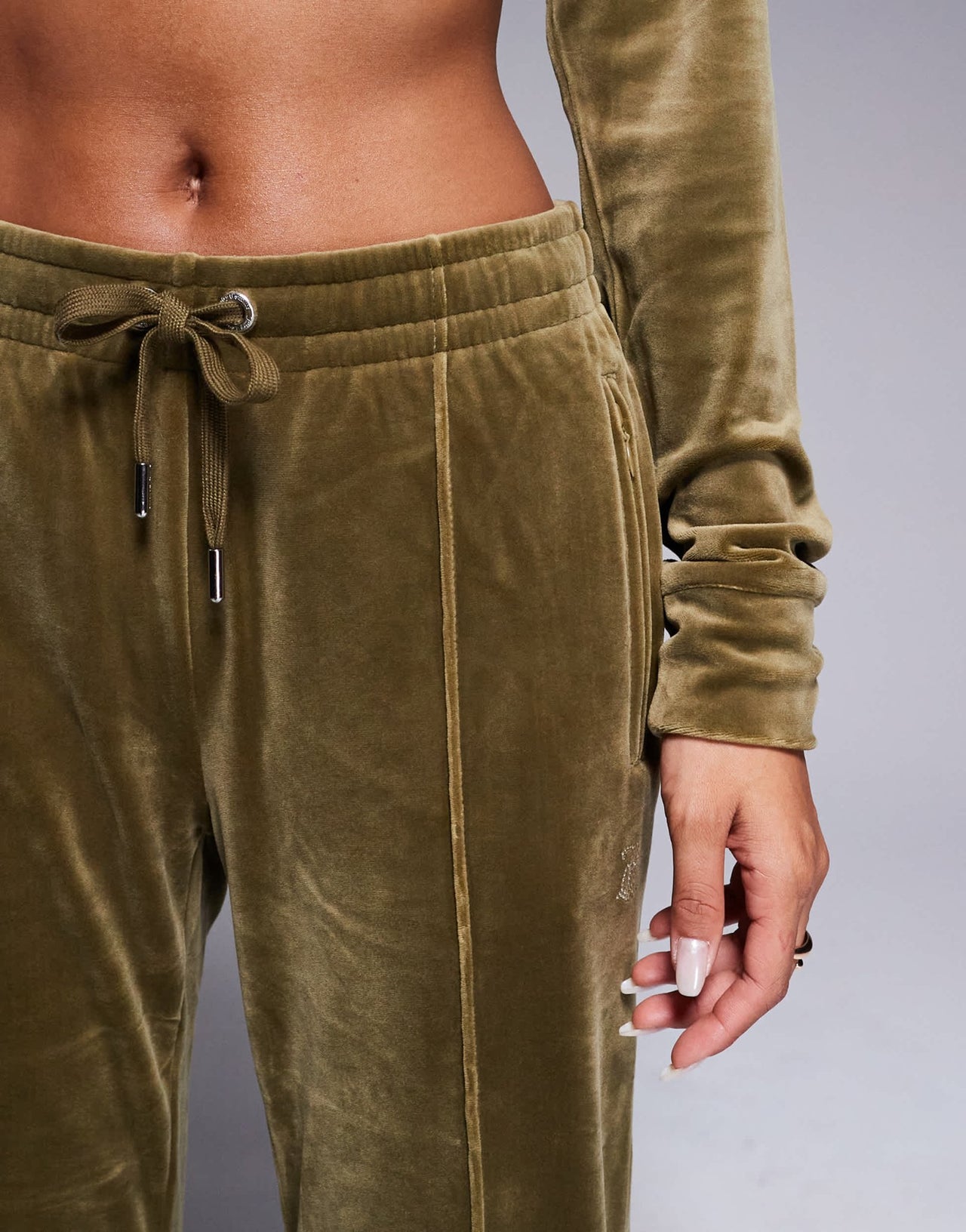 Juicy Couture velour straight leg joggers co-ord in dark olive - ASOS Sample Sale