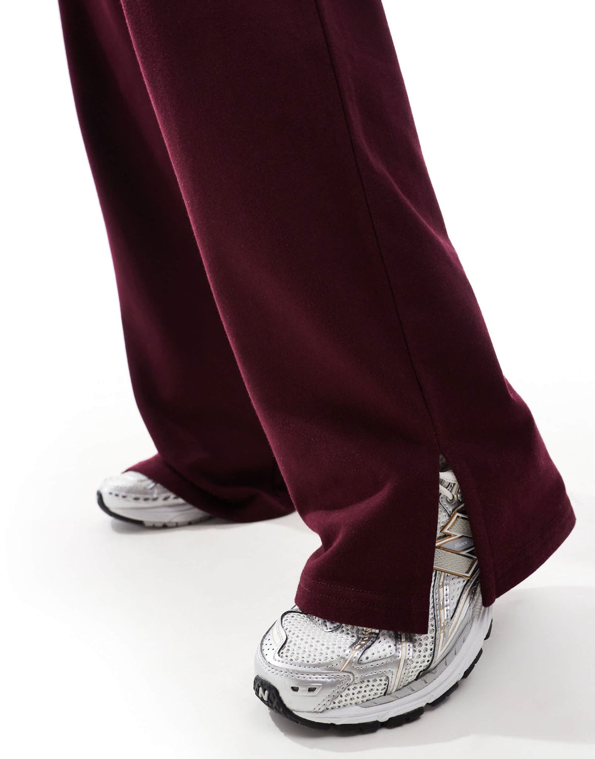 Kaiia cotton rich wide leg joggers co-ord in burgundy - ASOS Sample Sale