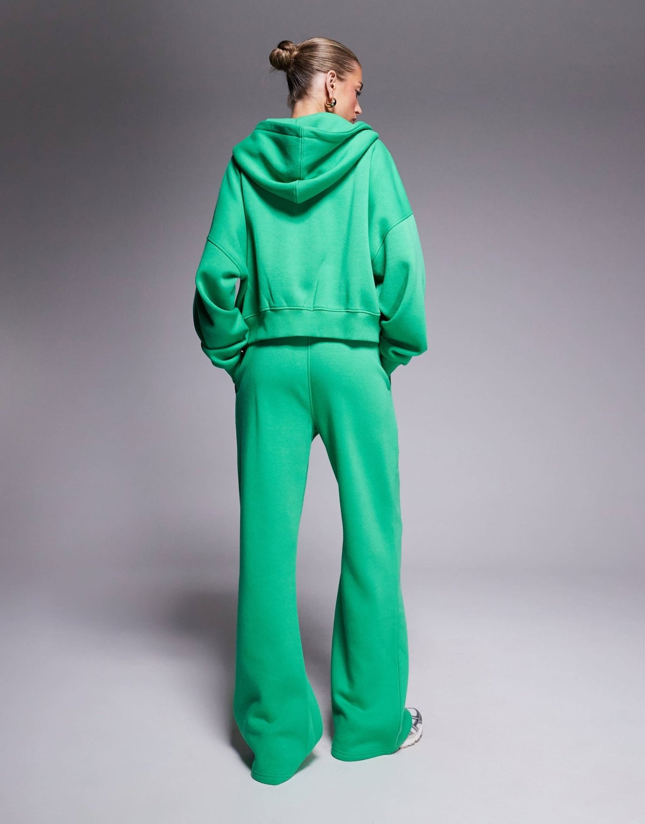 Kaiia embroidered logo wide leg jogger co-ord in green and yellow - ASOS Sample Sale