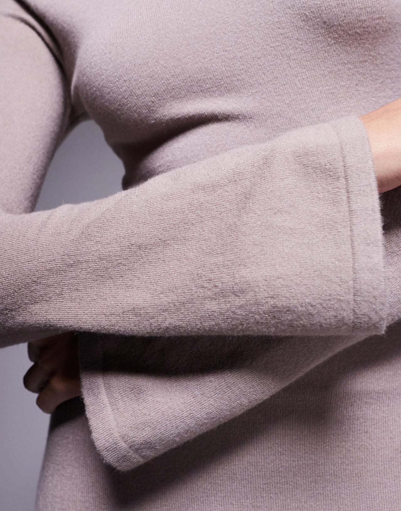 Kaiia exclusive fine knit bodycon flare sleeve maxi dress in taupe - ASOS Sample Sale
