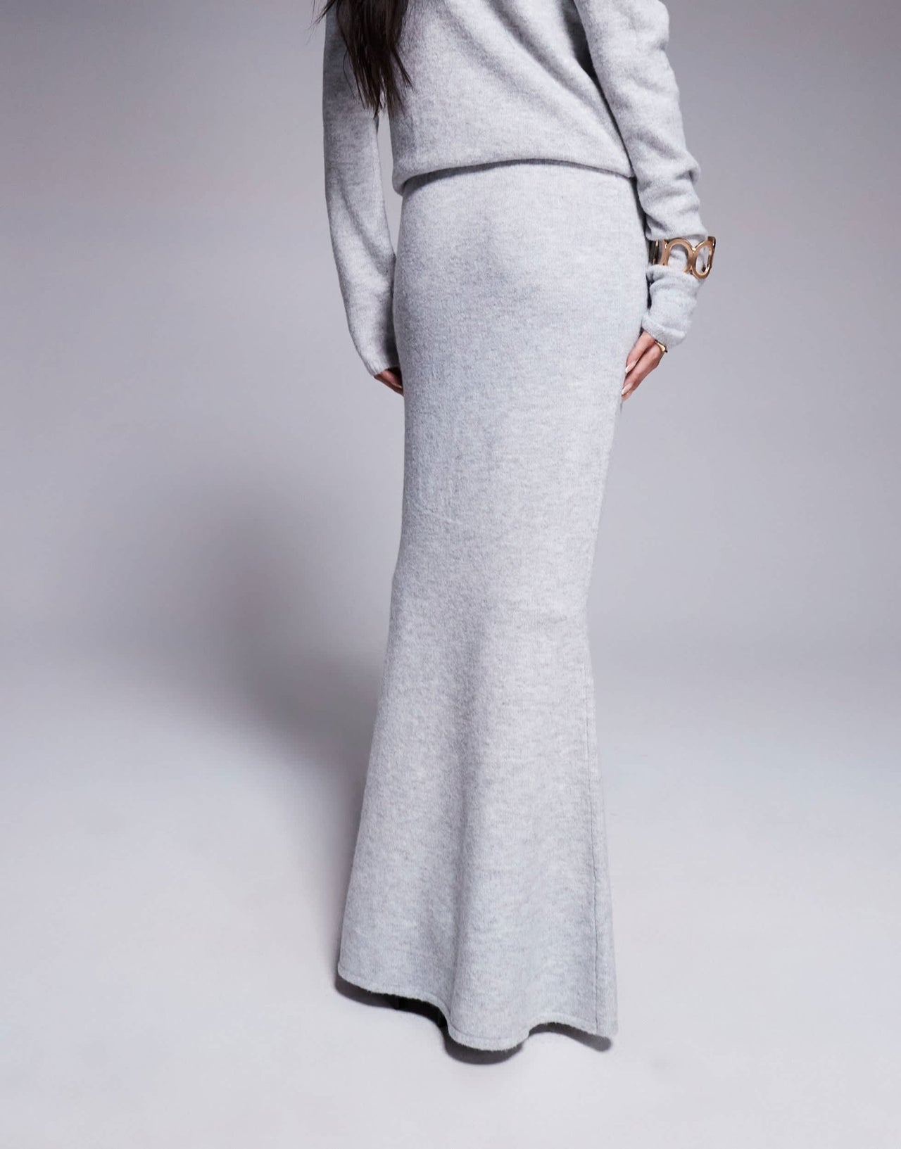 Kaiia exclusive knitted fishtail maxi skirt co - ord in grey - ASOS Sample Sale