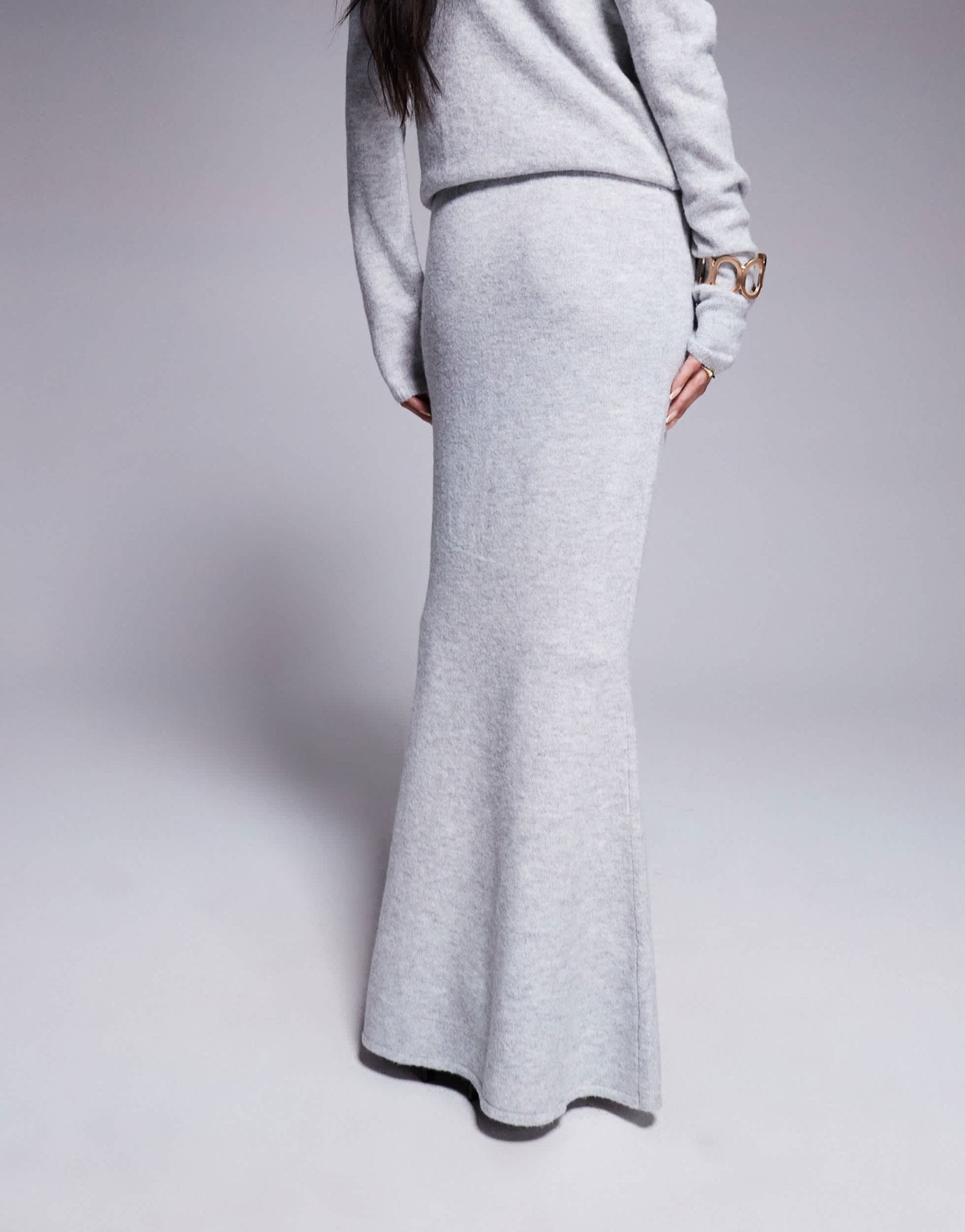 Kaiia exclusive knitted fishtail maxi skirt co - ord in grey - ASOS Sample Sale