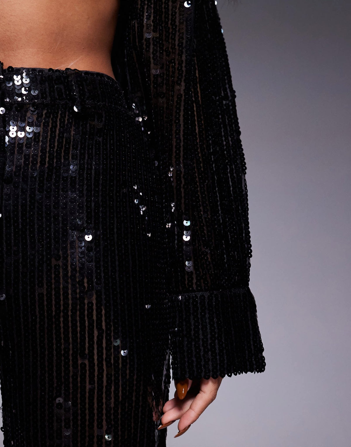 Kaiia exclusive premium sequin straight leg trousers co - ord in black - ASOS Sample Sale