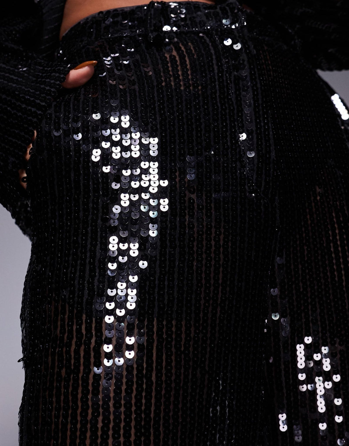 Kaiia exclusive premium sequin straight leg trousers co - ord in black - ASOS Sample Sale