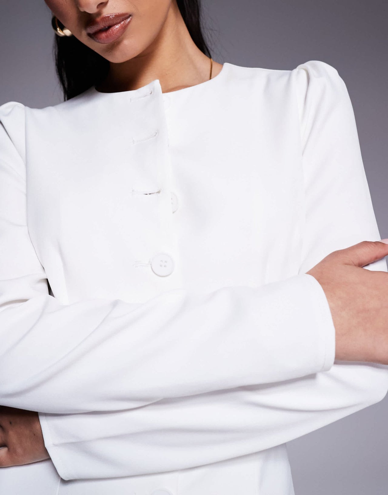 Kaiia exclusive tailored long sleeve button through maxi dress in white - ASOS Sample Sale