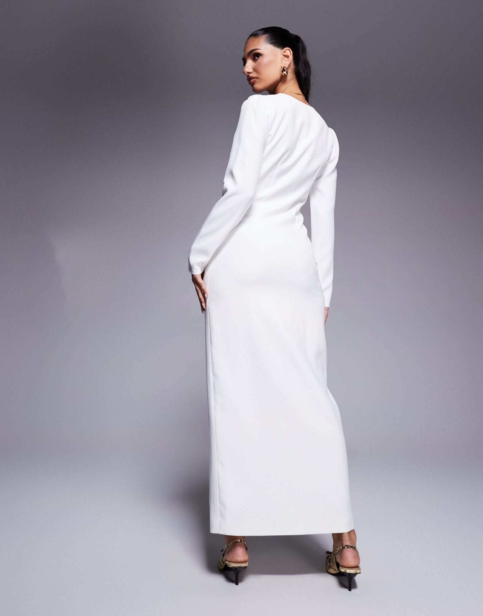 Kaiia exclusive tailored long sleeve button through maxi dress in white - ASOS Sample Sale