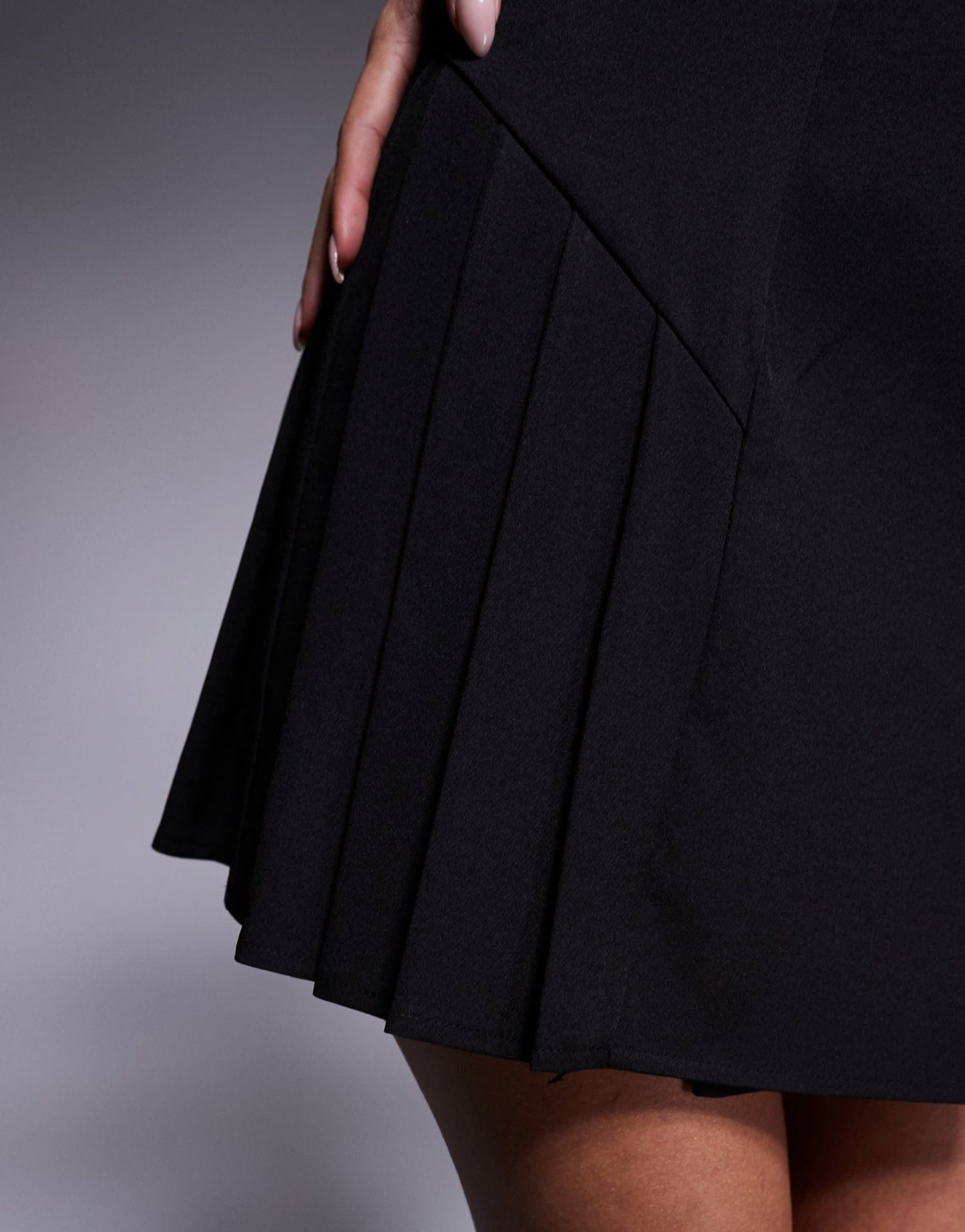 Kaiia exclusive tailored sleeveless button front pleat hem mini dress in black - ASOS Sample Sale