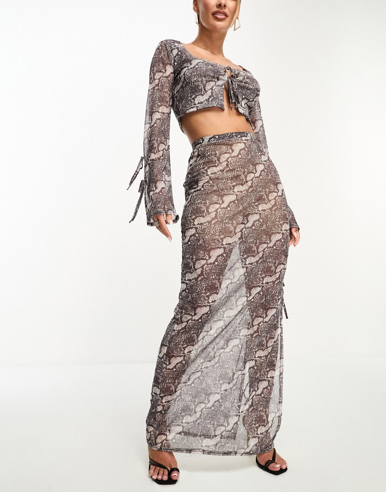 Kaiia sheer maxi skirt co - ord in snake print - ASOS Sample Sale