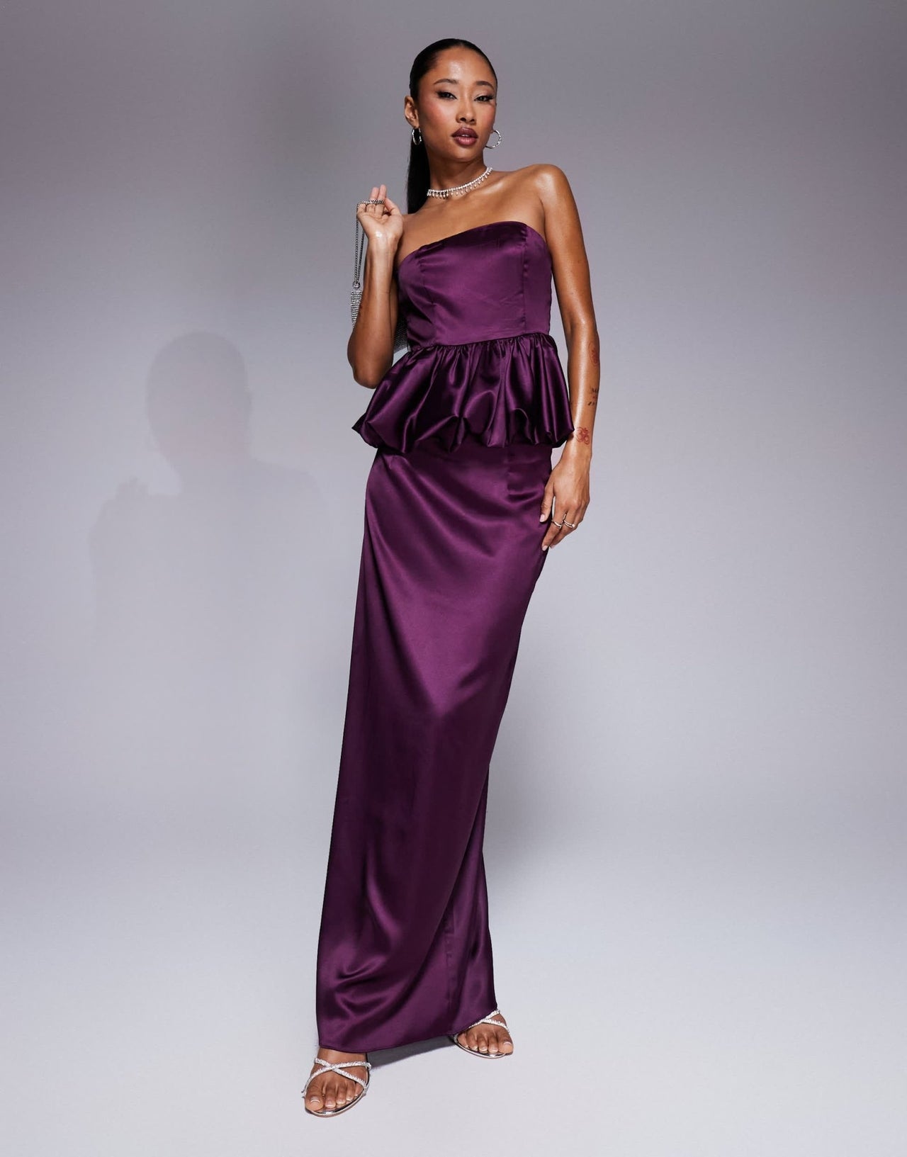 Kaiia x Sasha Corte exclusive satin maxi skirt co - ord in purple - ASOS Sample Sale