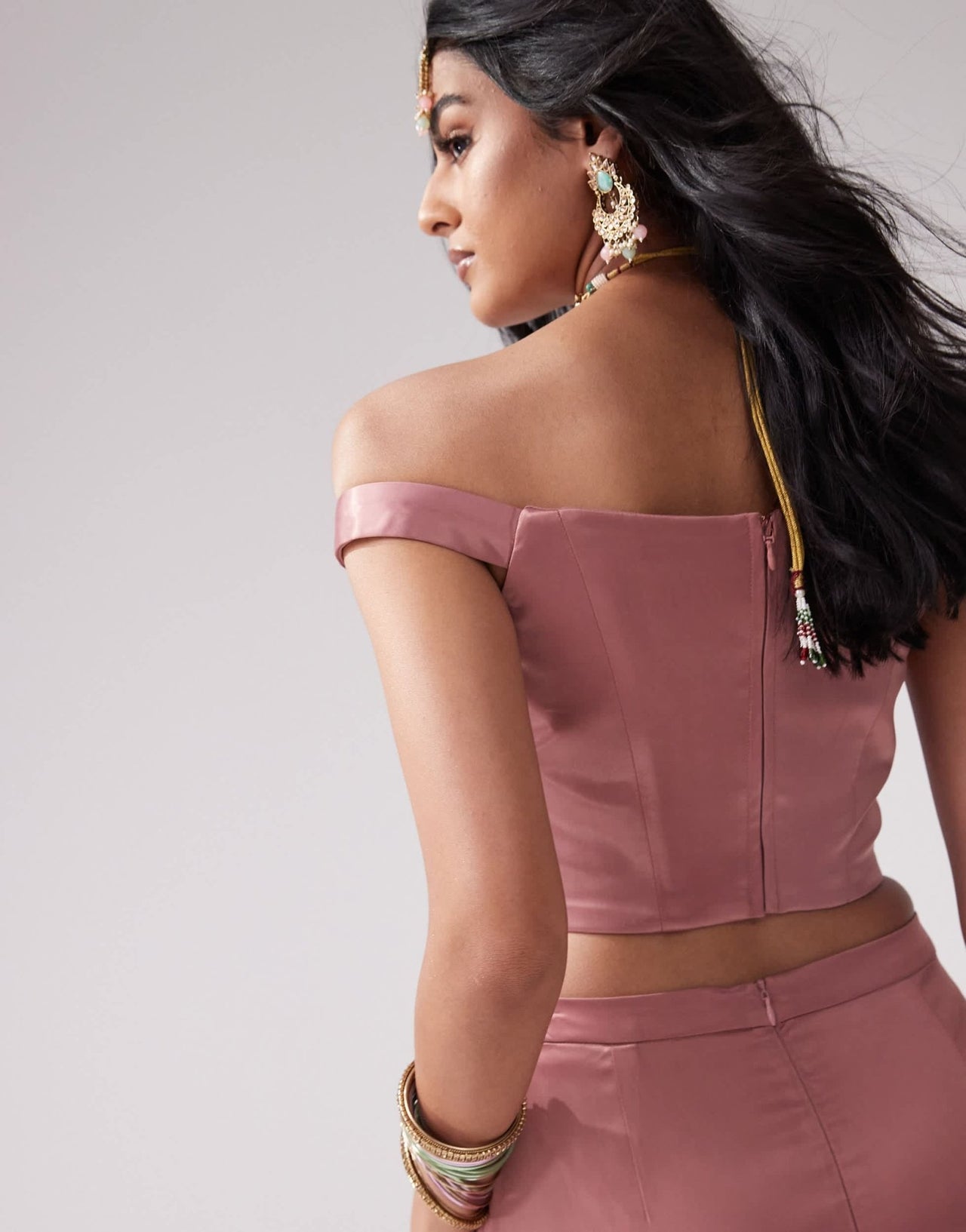 Kanya London off shoulder structured corset top co-ord in mink - ASOS Sample Sale