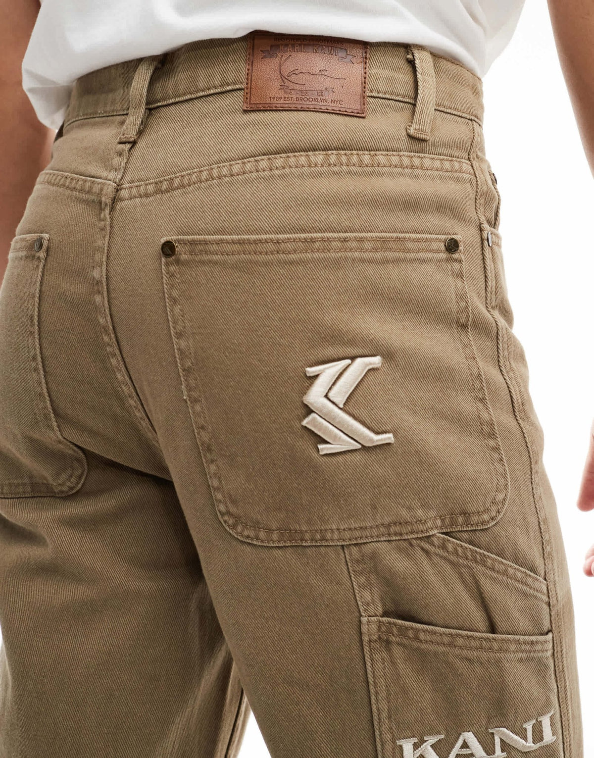 Karl Kani washed carpenters trousers in dark beige - ASOS Sample Sale