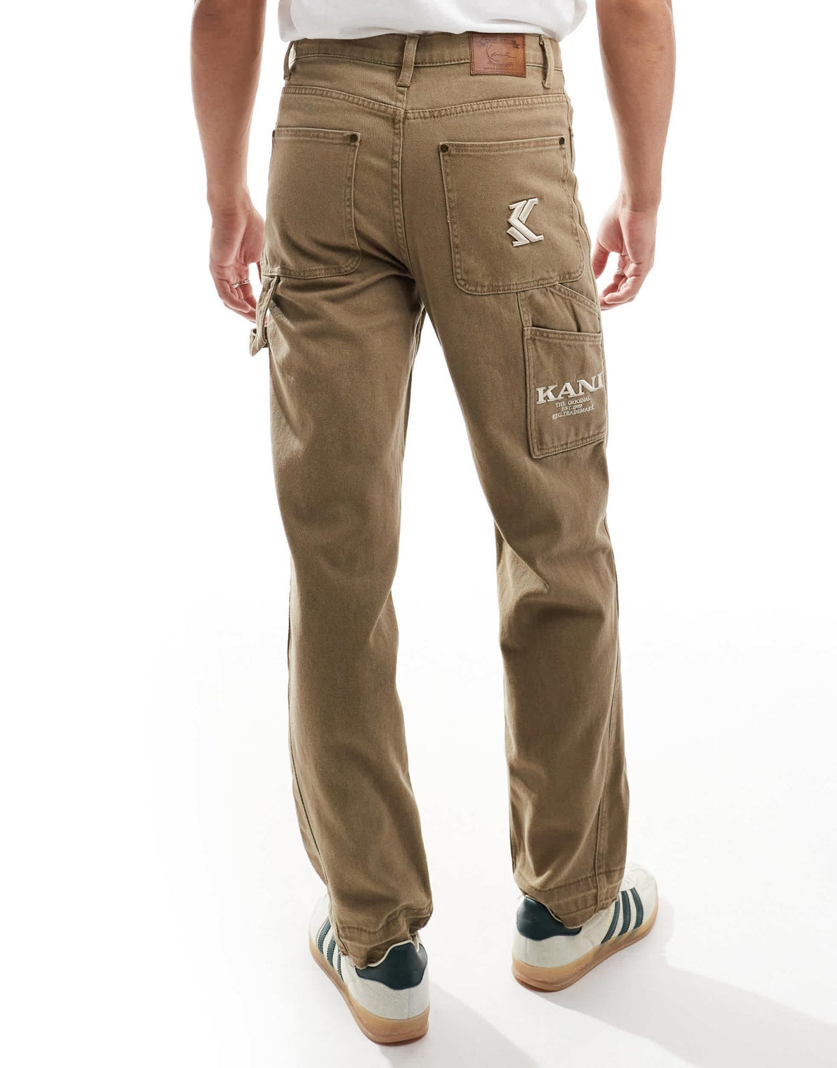 Karl Kani washed carpenters trousers in dark beige - ASOS Sample Sale