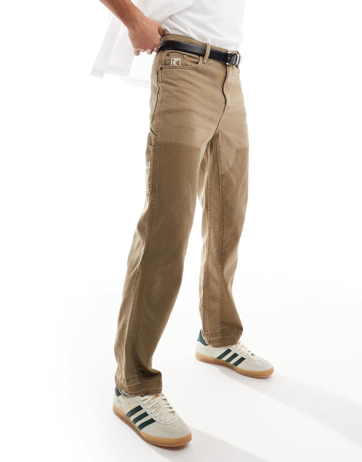 Karl Kani washed carpenters trousers in dark beige - ASOS Sample Sale