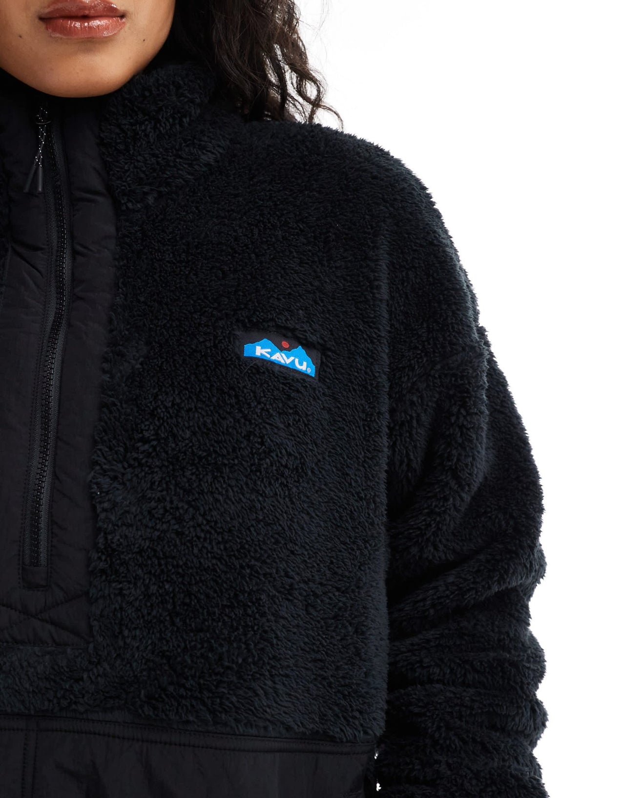 Kavu Pinesdale full zip heavy pile borg jacket in black - ASOS Sample Sale