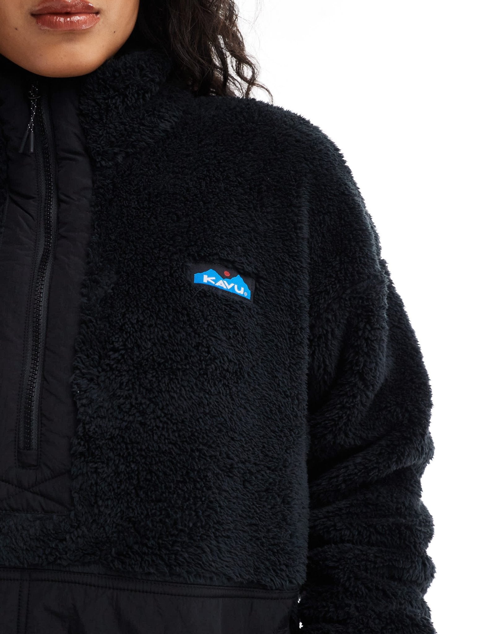 Kavu Pinesdale full zip heavy pile borg jacket in black - ASOS Sample Sale