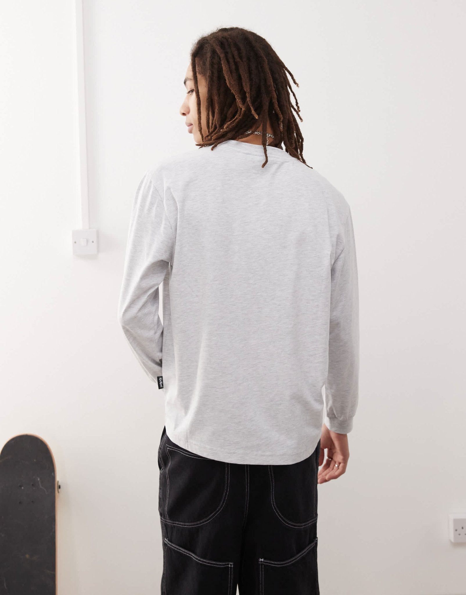 Kickers long sleeve t-shirt with navy graphic in light grey marl - ASOS Sample Sale