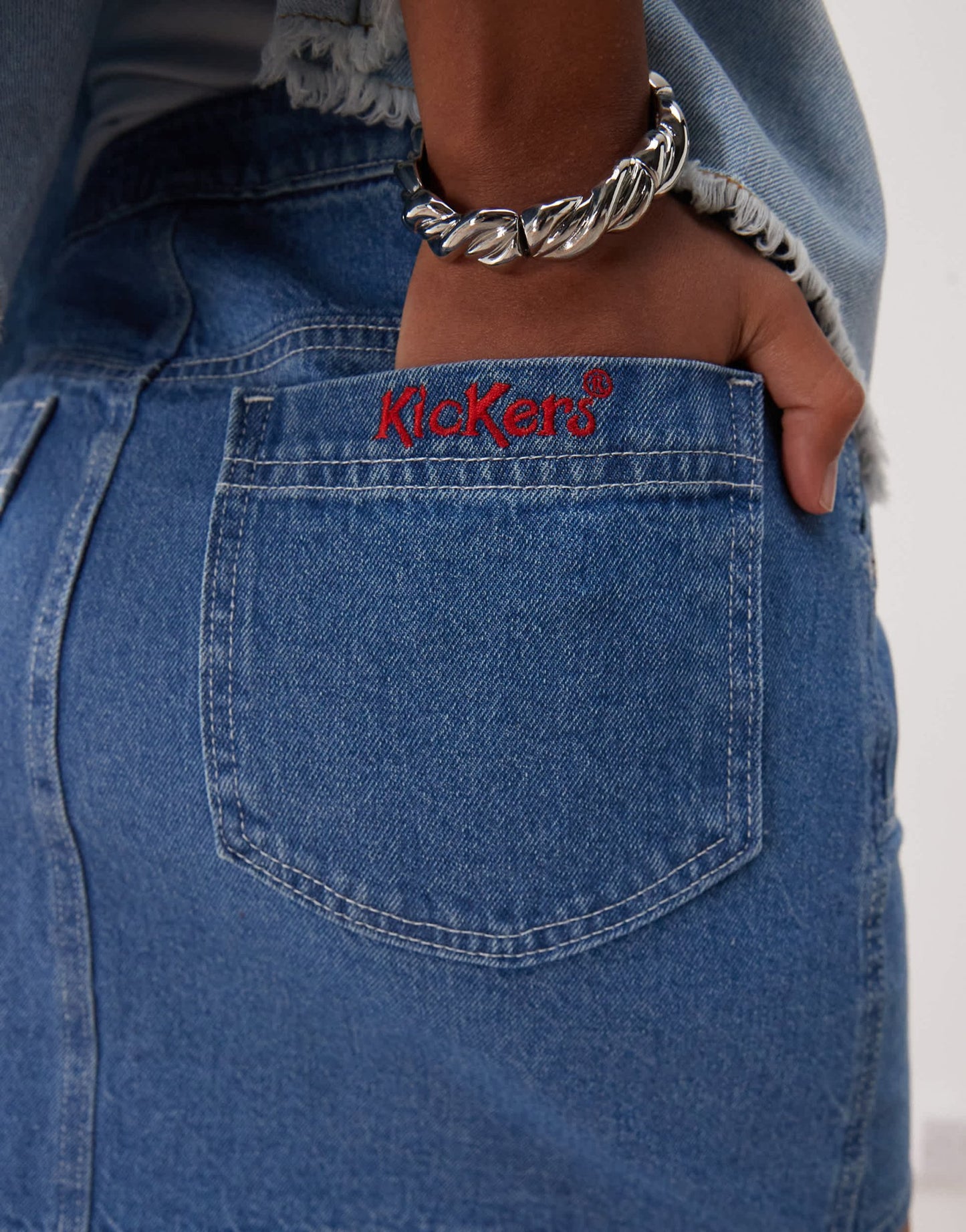 Kickers low rise mini skirt in mid blue - ASOS Sample Sale