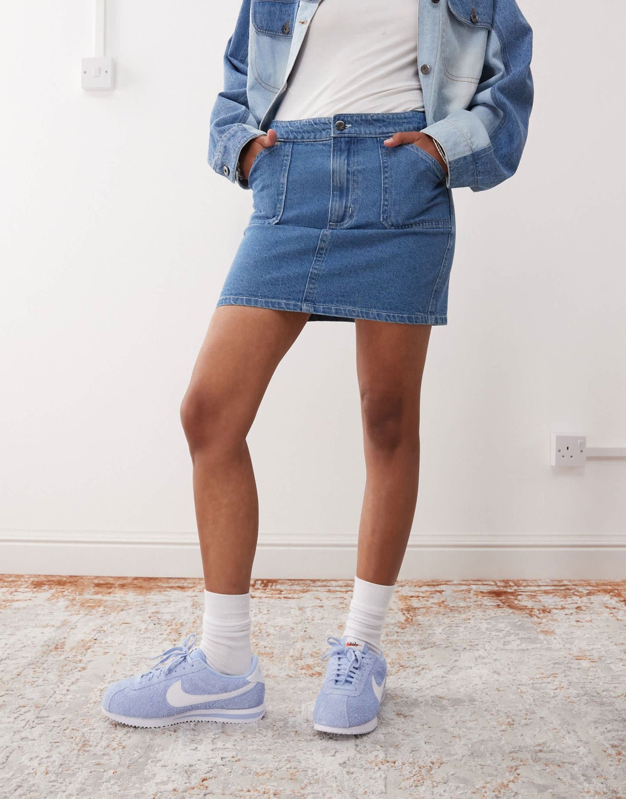 Kickers low rise mini skirt in mid blue - ASOS Sample Sale